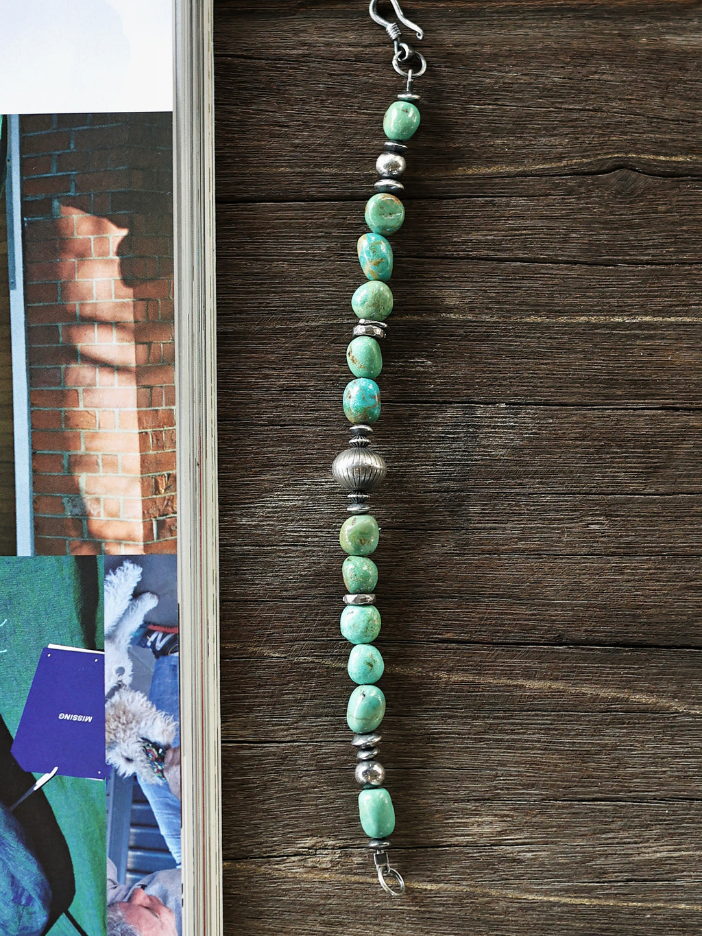 Natural Turquoise Bracelet 7-8mm 925 Silver - Vinson made